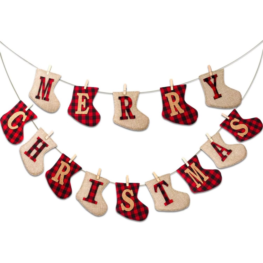 Party Supplies - Sock-shaped Christmas Hanging Ornaments, Rustic Xmas
