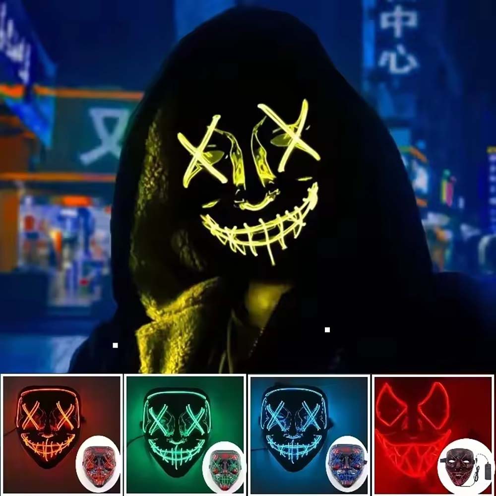 Wireless Neon LED Purge Mask G - Led Purge Mask Halloween 评论和价格