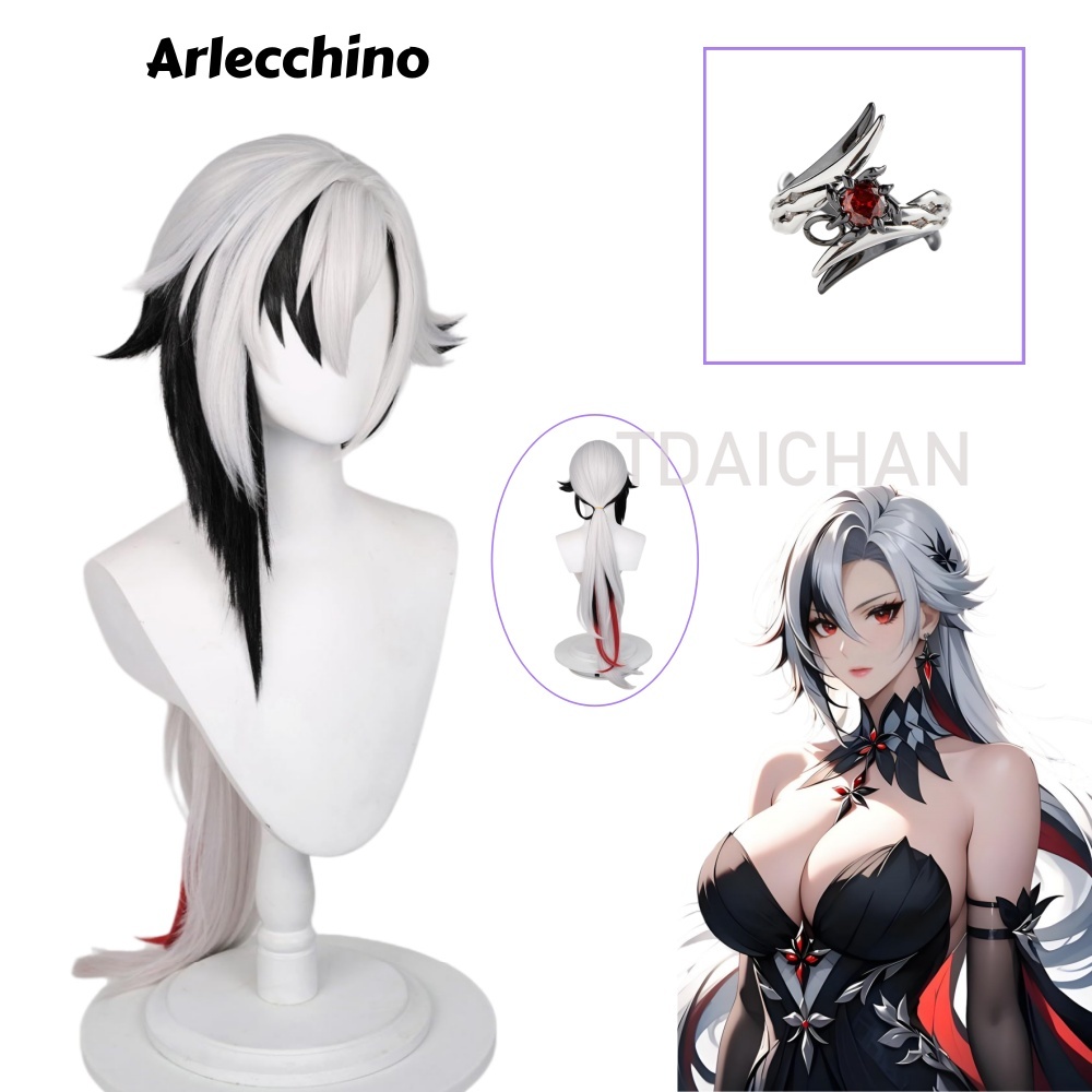 Genshin Impact Arlecchino Cosp - Anime Cosplay Wig Heat Resistant 评论和价格