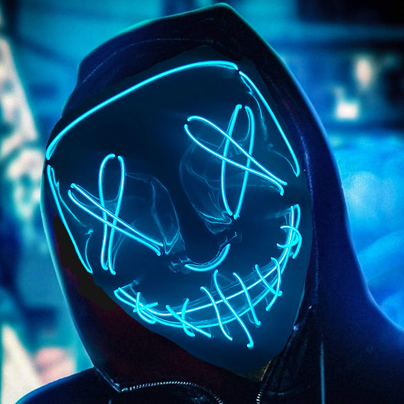 Glowing Cosplay EL Wire neon M - Led Purge Mask Halloween 评论和价格