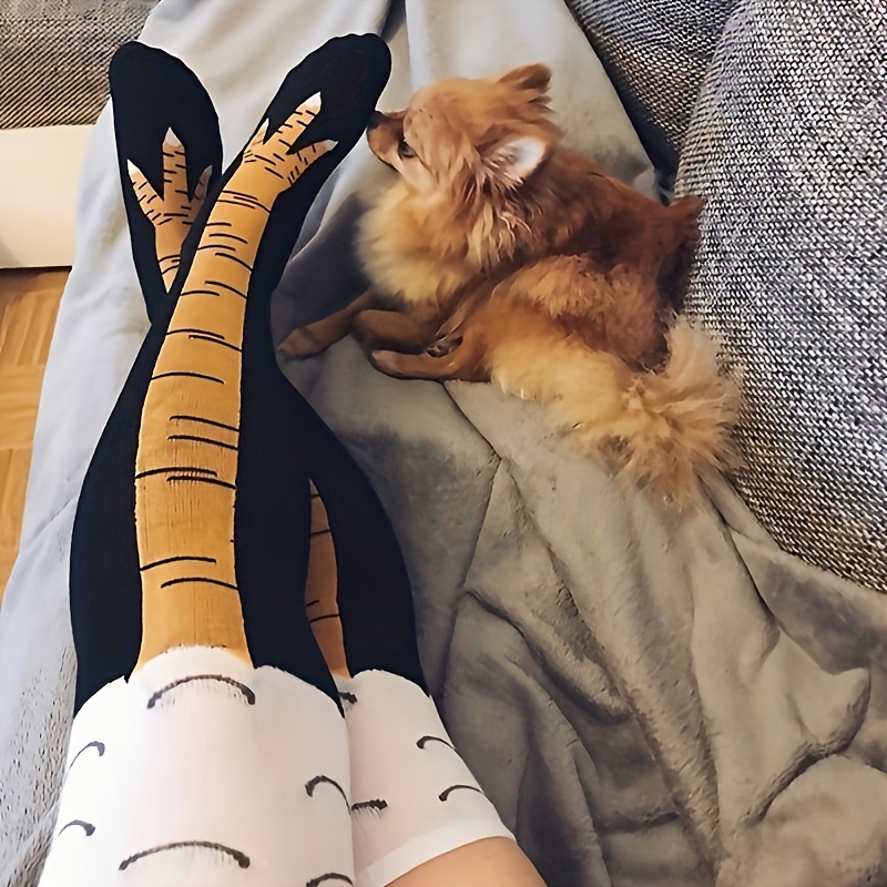 1/2 Pairs Women Knee High Sock - Funny Chicken Leg Socks 评论和价格
