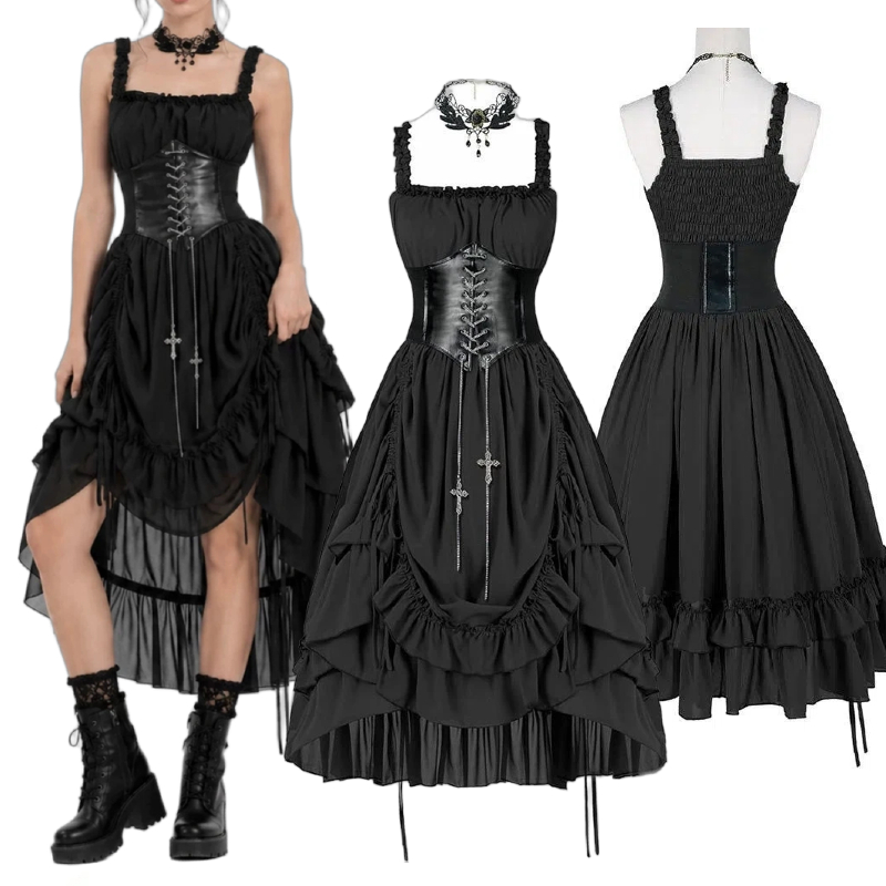 Women Gothic Dress Corset Slip - Medieval Renaissance Dress Women 评论和价格