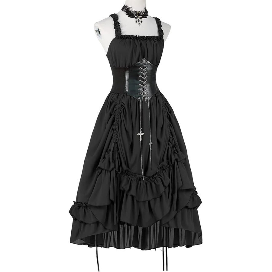 Women Gothic Dress Corset Slip - Medieval Renaissance Dress Women 评论和价格