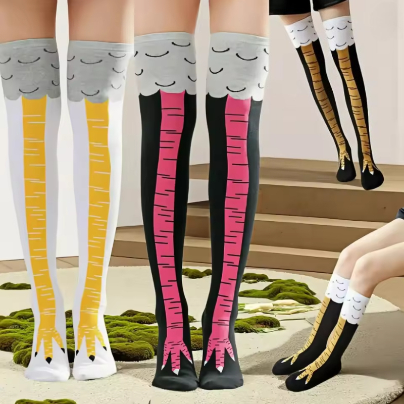 New Women Knee High Socks Tren - Funny Chicken Leg Socks 评论和价格