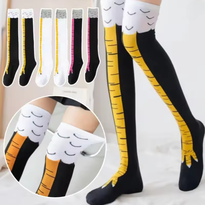 New Women Knee High Socks Tren - Funny Chicken Leg Socks 评论和价格