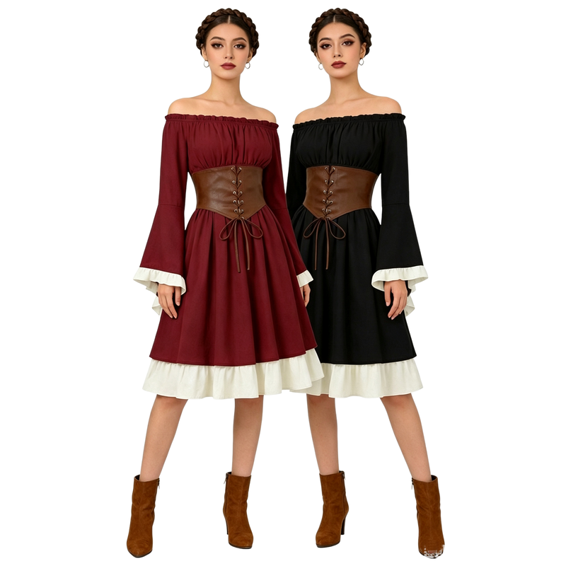 Medieval Renaissance Midi Dres - Medieval Renaissance Dress Women 评论和价格