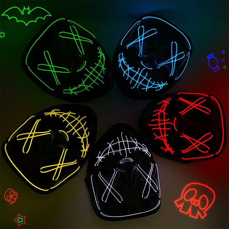 Halloween Neon Led Purge Mask  - Led Purge Mask Halloween 评论和价格